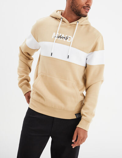 Sweat à capuche hoodie Liberto beige homme