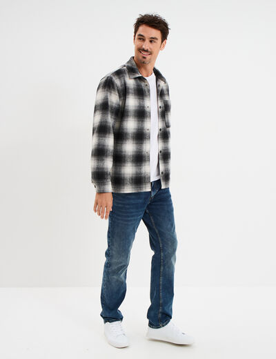 Surchemise 1 poche manches longues gris fonc&eacute; homme