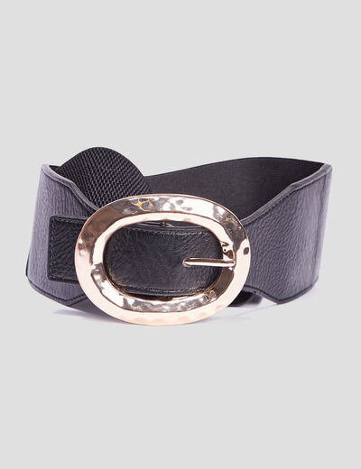 Ceinture large élastiquée noir femme