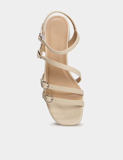 Sandales multibrides &agrave; talons 5 cm blanc femme