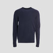 Pull avec col rond à relief bleu marine homme