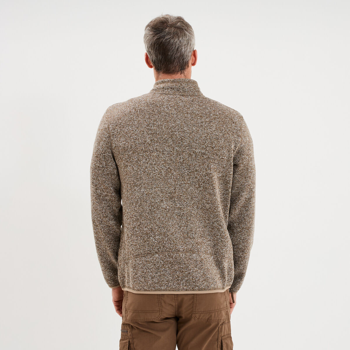 Gilet manches longues col montant marron homme