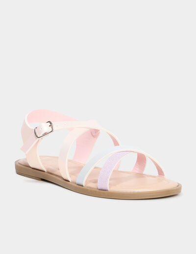 Sandales à brides croisées rose fille