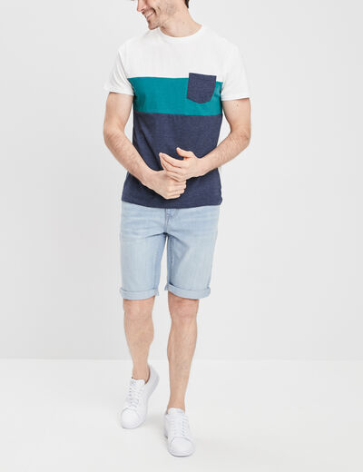 Bermuda droit en jean denim bleach homme