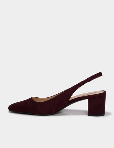 Escarpins slingback &agrave; talons en su&eacute;dine bordeaux femme