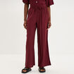 Pantalon large fluide taille &eacute;lastiqu&eacute;e bordeaux femme