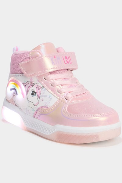 Baskets montantes lumineuses rose fille