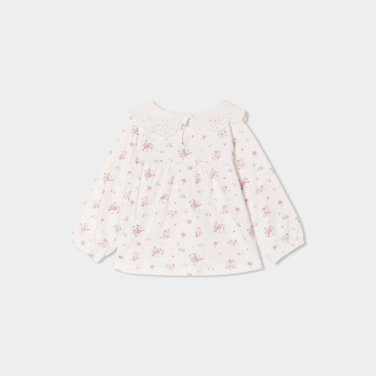 T-shirt col claudine broderie anglaise ecru bébé fille