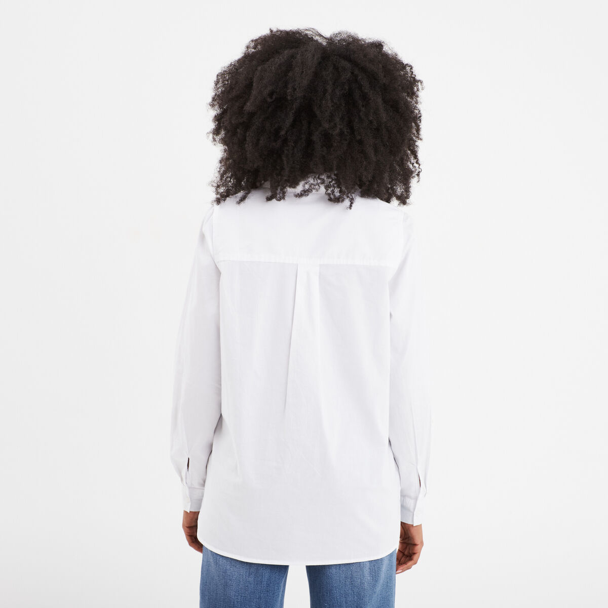 Chemise manches longues 1 poche coton blanc femme