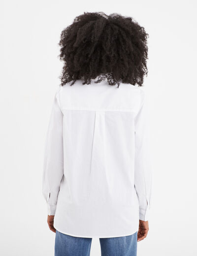 Chemise manches longues 1 poche coton blanc femme