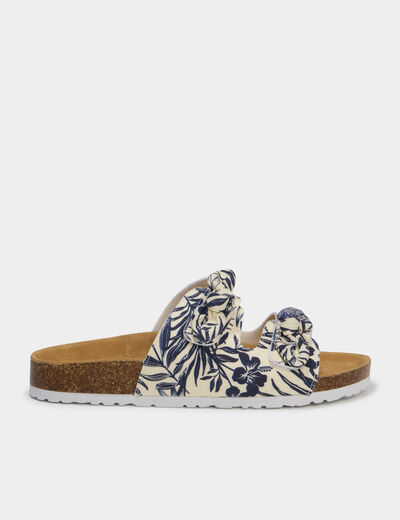 Mules brides &agrave; scratchs bleu femme