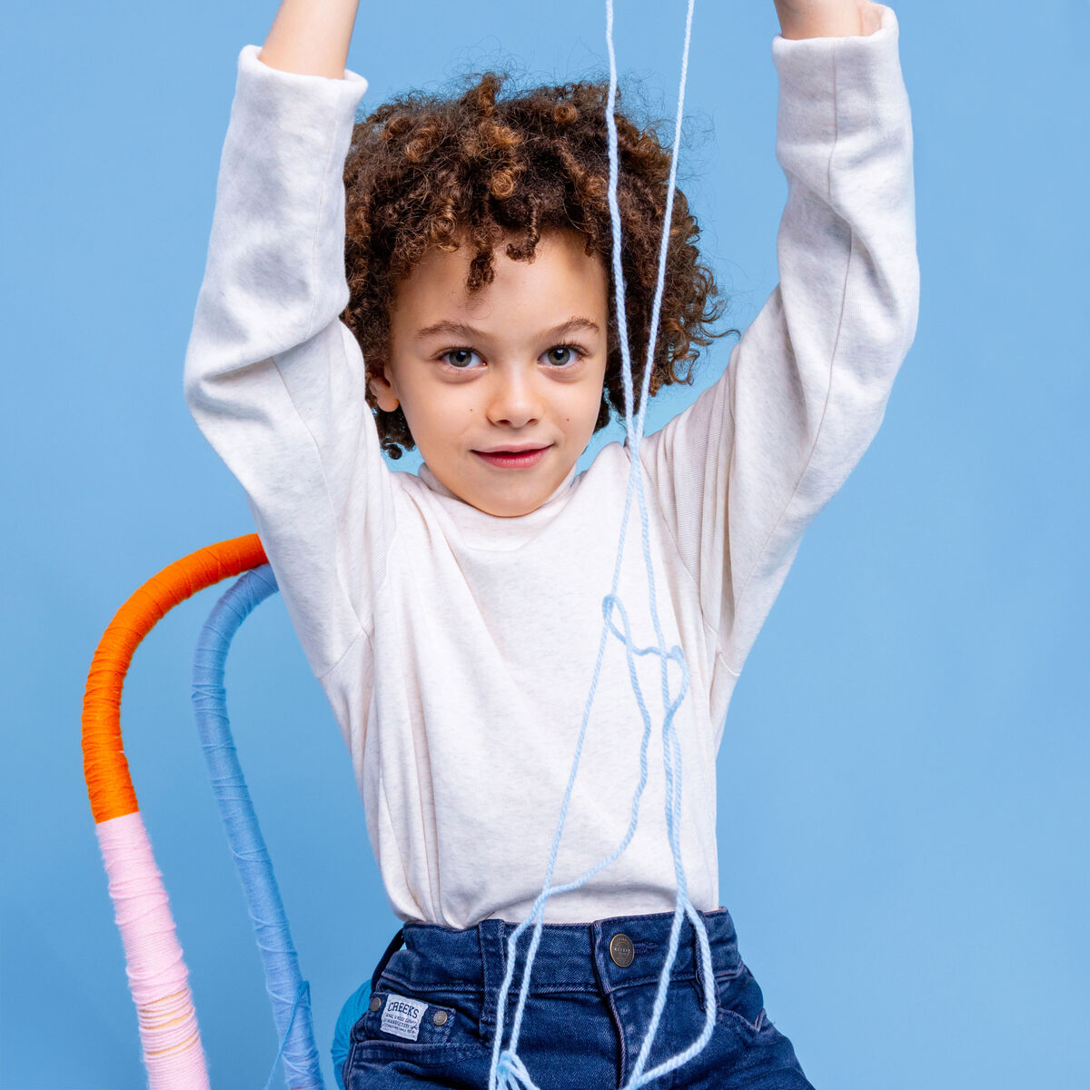 T-shirt coton col roul&eacute; manches longues ecru gar&ccedil;on