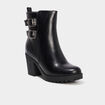 Boots à talons et boucles noir femme
