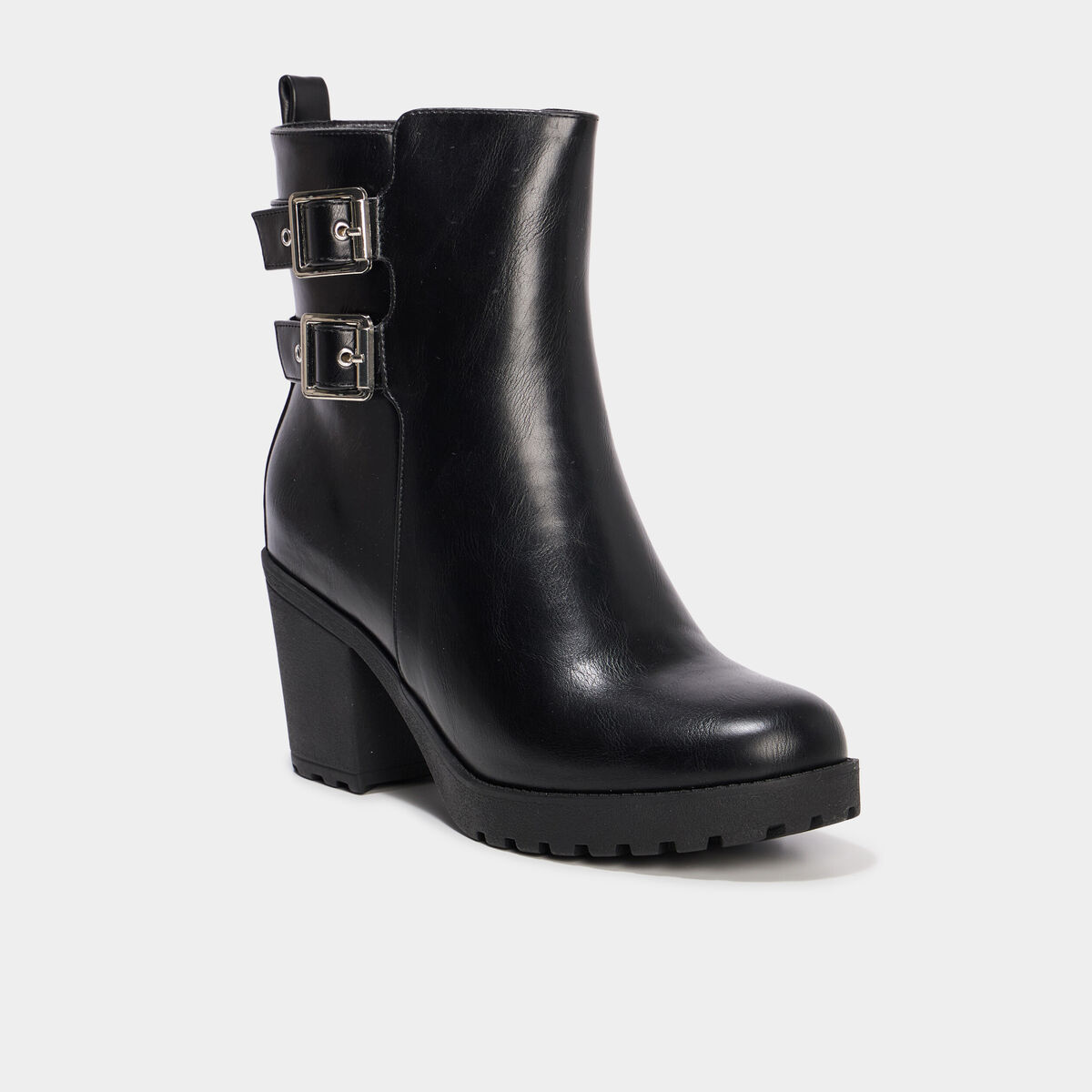 Boots à talons et boucles noir femme