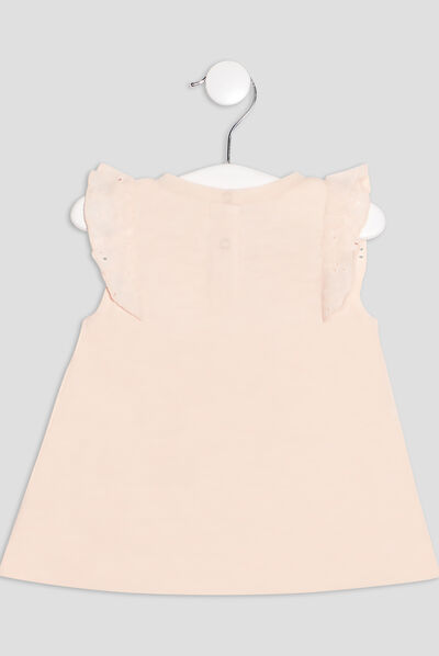 T-shirt manches courtes rose saumon bébé fille