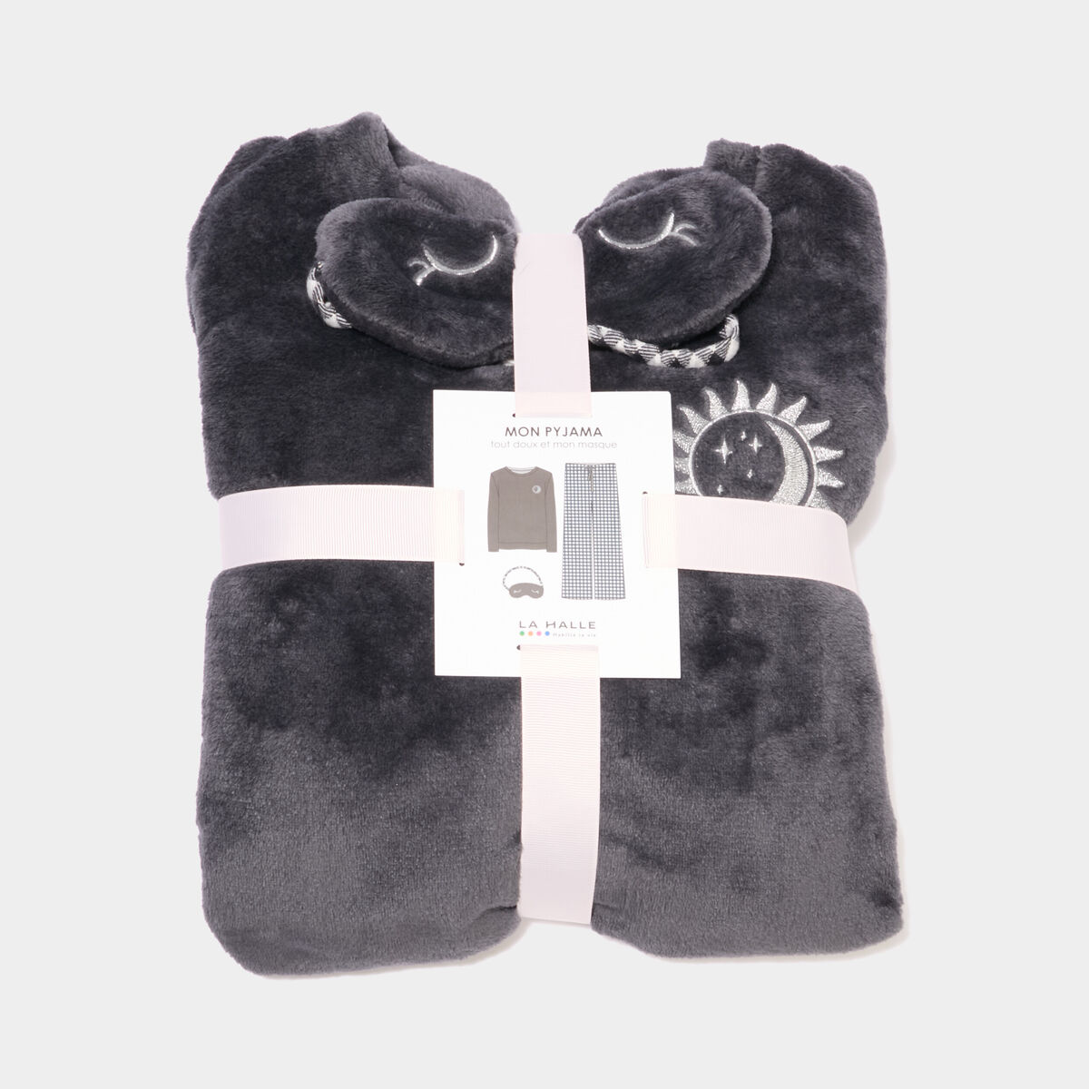 Ensemble pyjama effet polaire 3 pi&egrave;ces bleu marine femme