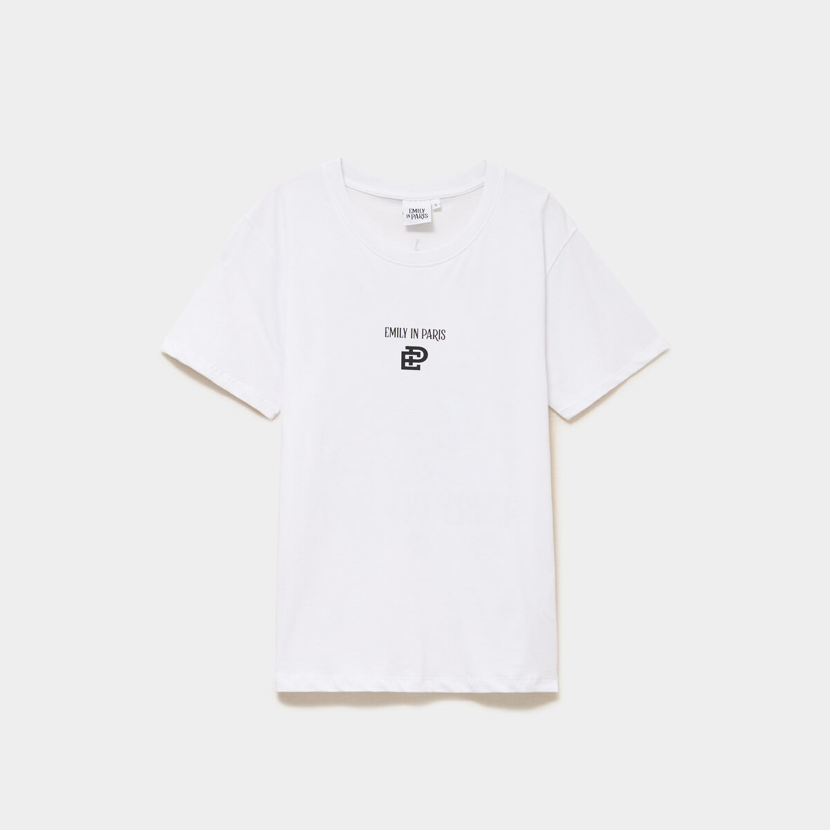 T-shirt col rond coton Emily in Paris blanc femme