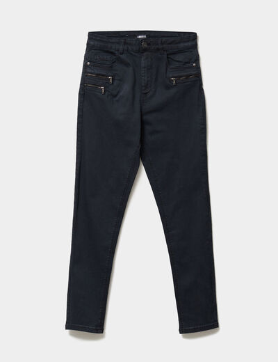 Pantalon skinny 7/8&egrave;me coton noir femme