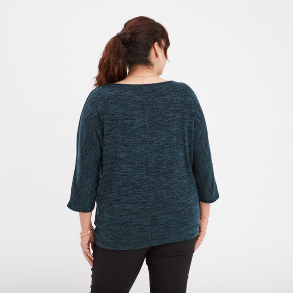 pull manches 34 chauve souris col v bleu canard femmegt Pull manches 3/4 chauve-souris col V bleu canard femme grande taille