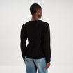 Pull col rond manches longues noir femme