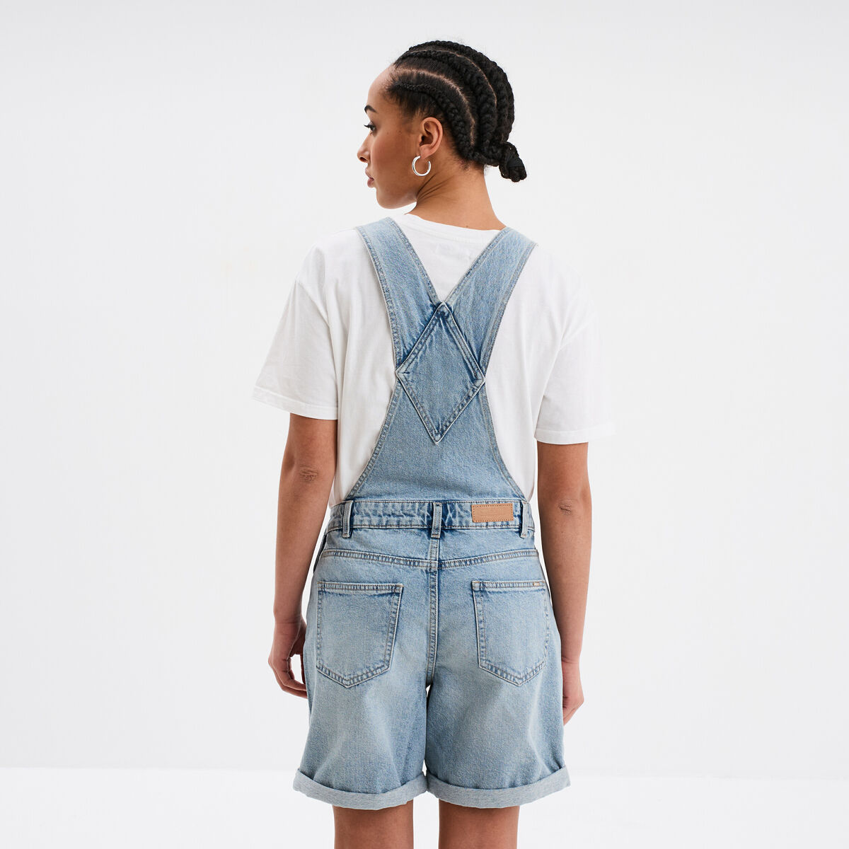 Combishort en jean coton denim triple stone femme