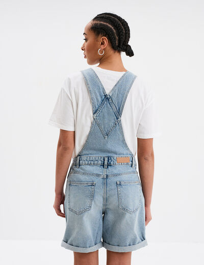 Combishort en jean coton denim triple stone femme