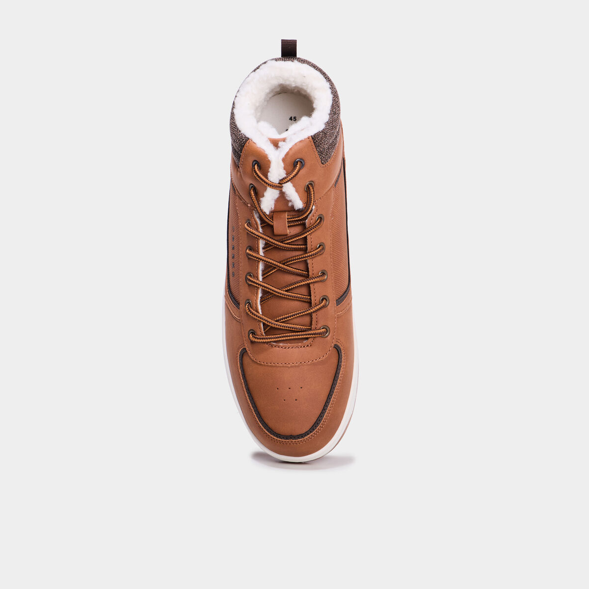 Baskets montantes fourr&eacute;es marron homme