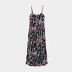 Robe midi à bretelles taille élastiquée noir femme
