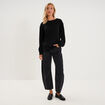 Jean balloon coton denim noir femme