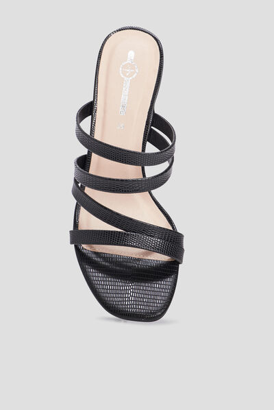 Mules à talons noir femme