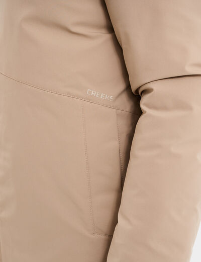 Parka mi-longue &agrave; capuche taupe homme