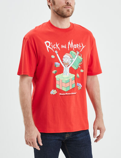 T-shirt manches courtes Rick et Morty rouge homme