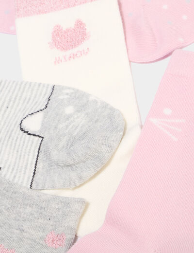 Lot 5 paires chaussettes rose clair fille