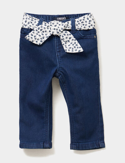 Jeans ceinture foulard bleu foncé bébé fille