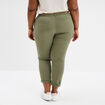 Pantalon chino cigarette ceinturé coton vert kaki femme grande taille