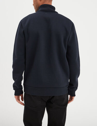 Gilet zippé matelassé col montant bleu foncé homme