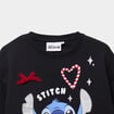 Sweat oversize manches longues Stitch noir fille