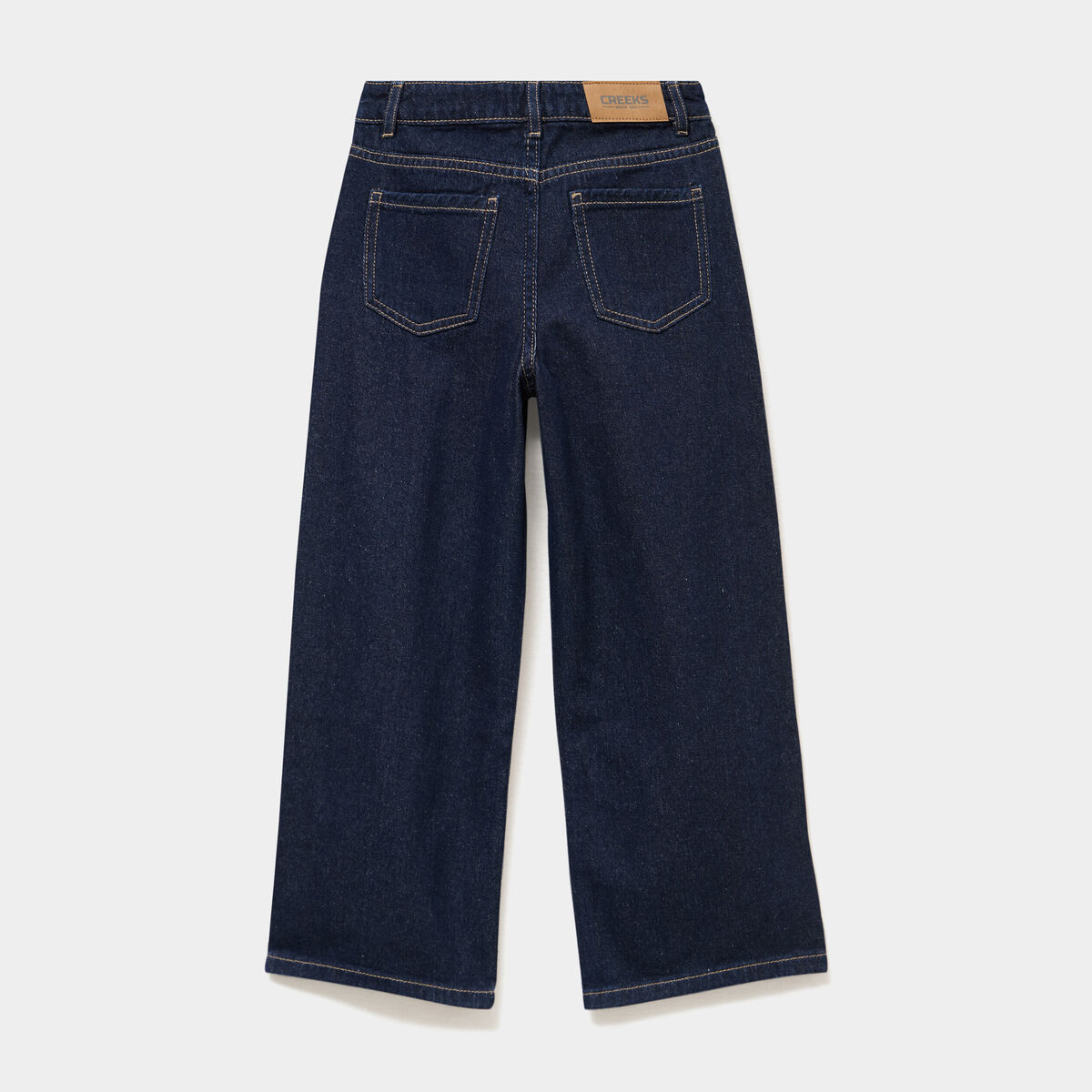Jean large brod&eacute; noeud coton denim brut fille