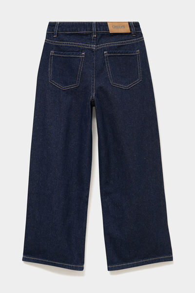 Jean large brod&eacute; noeud coton denim brut fille