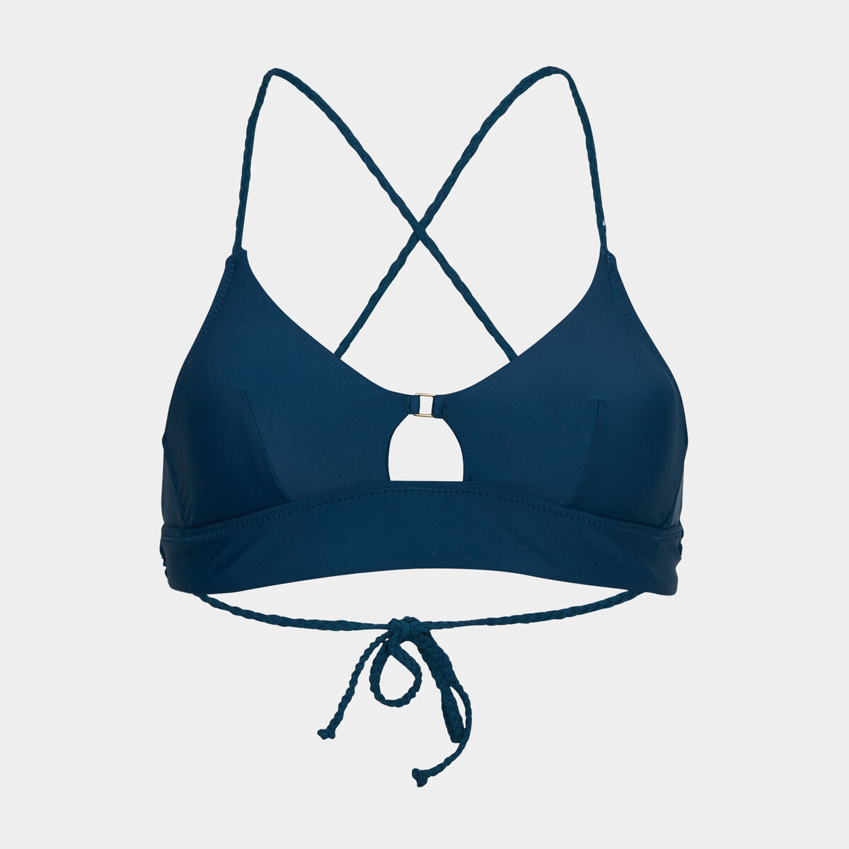 Haut de maillot de bain bretelles fines bleu pétrole femme