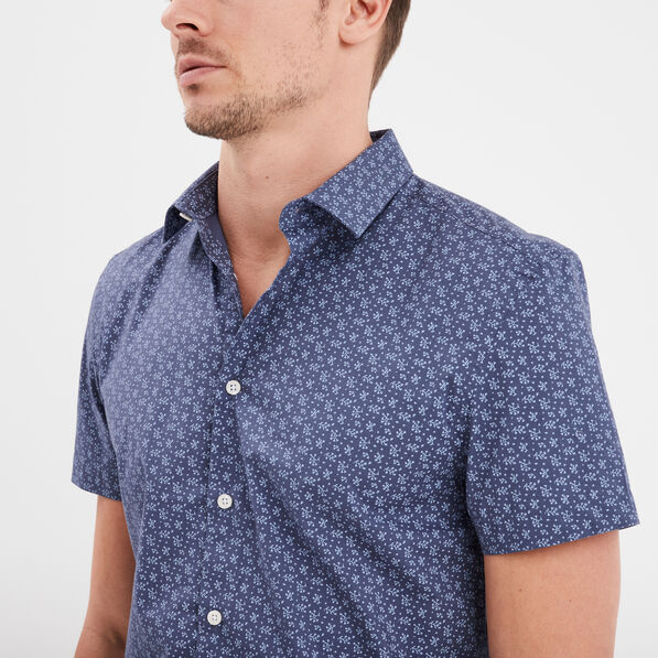 Chemise manches courtes coton bleu homme