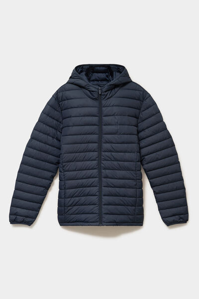 Doudoune l&eacute;g&egrave;re d&eacute;perlante &agrave; capuche bleu marine homme