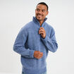 Pull avec col camionneur côtelé bleu foncé homme