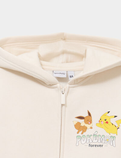 Sweat zipp&eacute; &agrave; capuche Pok&eacute;mon ivoire fille