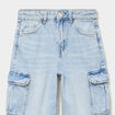 Jean large cargo poches &agrave; rabat coton denim triple stone fille