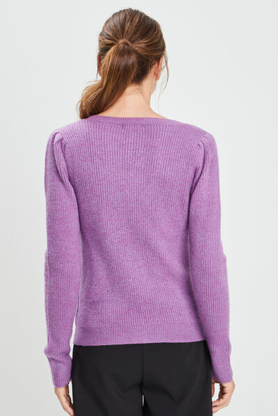 Gilet boutonné avec col en V violet femme