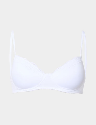 Soutien-gorge triangle micro dentelle blanc femme