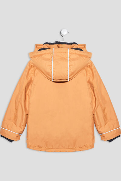 Parka droite à capuche jaune moutarde garçon