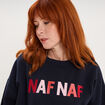 Sweat col rond logo oversize bleu fonc&eacute; femme