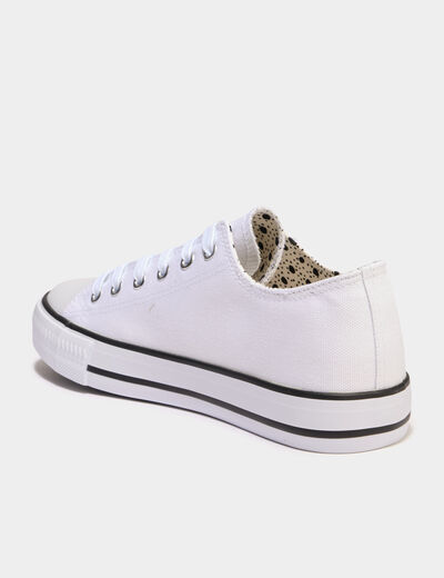 Tennis basses en toile à lacets blanc femme